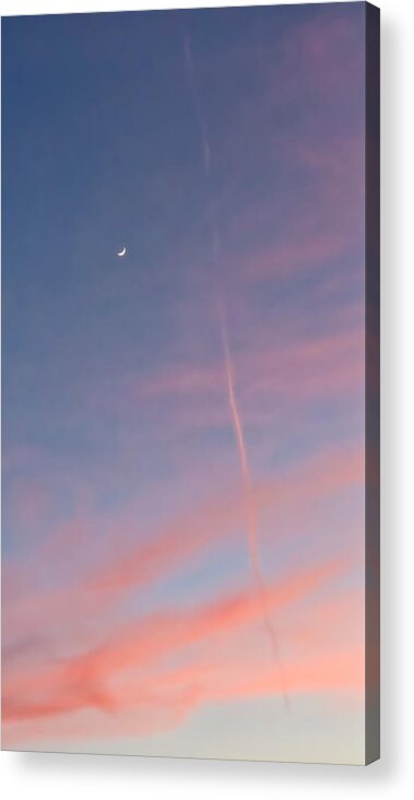 Arizona Acrylic Print featuring the photograph Cancerian Crescent and Contrail Sunset by Judy Kennedy