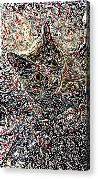Tortoiseshell Cat Acrylic Print featuring the digital art Cleo the Tortoiseshell Cat by Peggy Collins