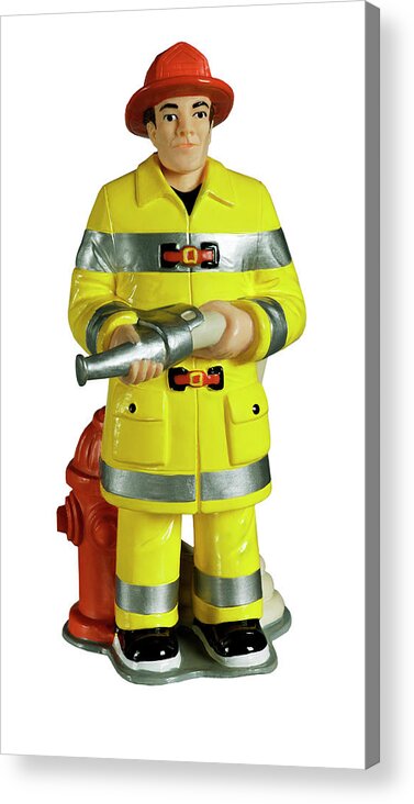 Accessories Acrylic Print featuring the drawing Figurine of a Firefighter by CSA Images
