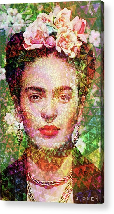 Frida Acrylic Print featuring the digital art Frida Fractal 2 by J U A N - O A X A C A