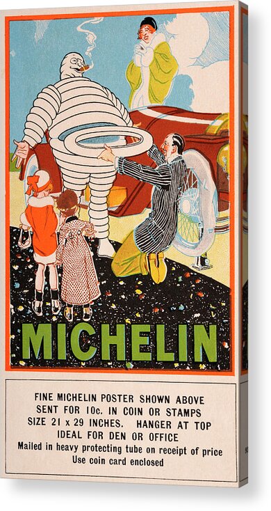 Vintage Fashion Acrylic Print featuring the photograph Michelin Tyres Man Poster - Vintage by Popperfoto