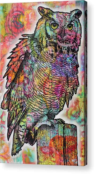 Owl Perch Acrylic Print featuring the mixed media Owl Perch by Dean Russo