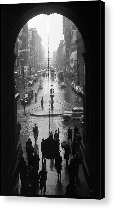 City Hall Acrylic Print featuring the photograph Philadelphia City Hall, East Portal, 1950 by Lawrence S Williams
