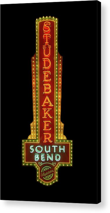 Studebaker Acrylic Print featuring the photograph Studebaker Neon Sign by Susan Rissi Tregoning