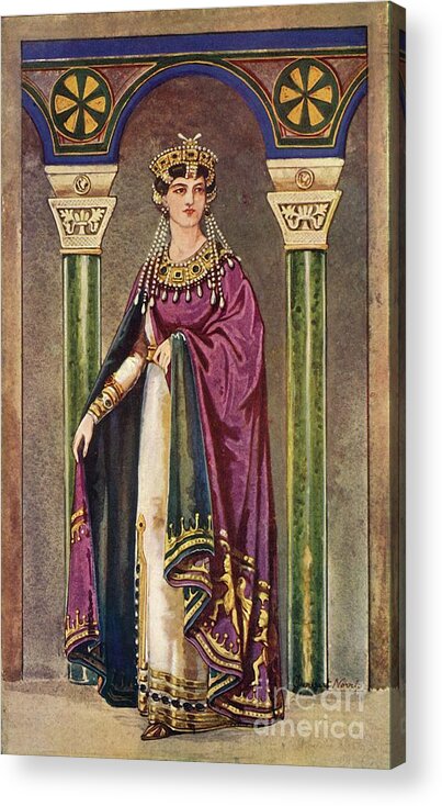 People Acrylic Print featuring the drawing The Empress Theodora - Sixth Century by Print Collector