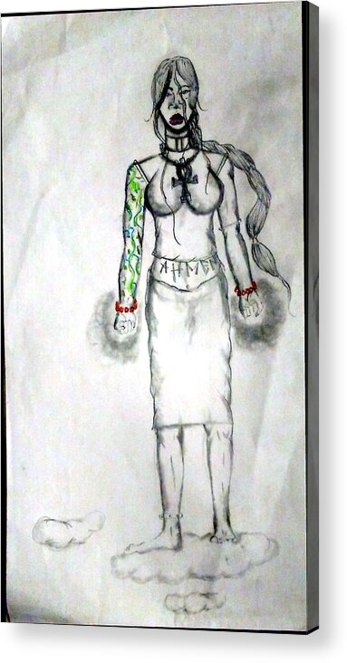 Black Art Acrylic Print featuring the drawing Untitled by Kay Gee