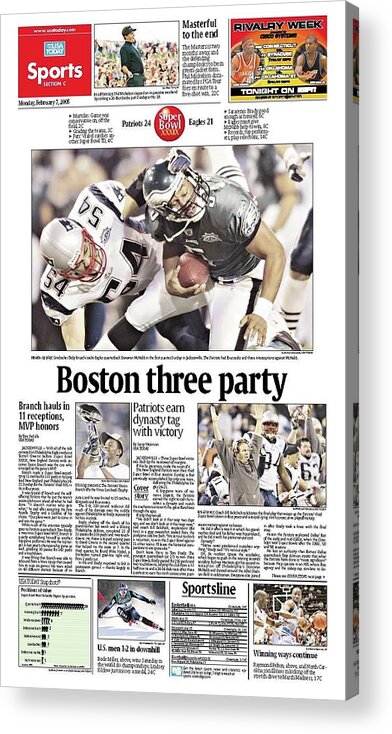 Usa Today Acrylic Print featuring the digital art 2015 Patriots vs. Seahawks USA TODAY SPORTS SECTION FRONT by Gannett