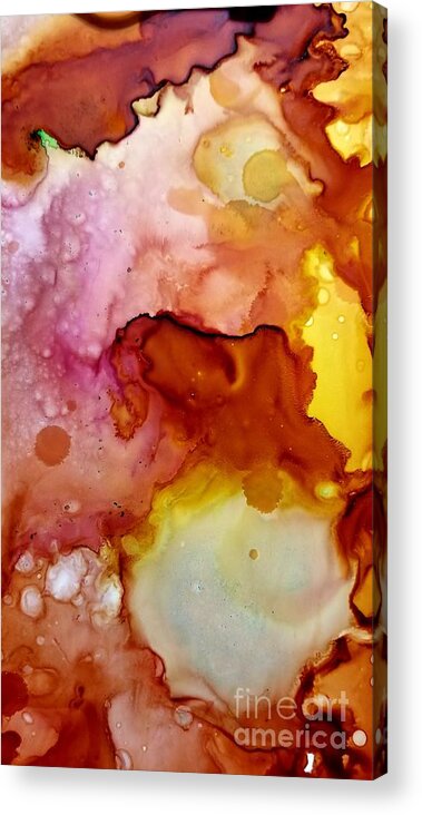 Alcohol Ink Acrylic Print featuring the mixed media Orange Sunshine No 1 in Alcohol Ink by Expressions By Stephanie