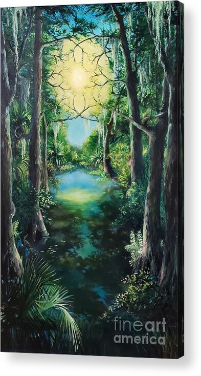 Backwater Acrylic Print featuring the painting Backwater Cathedral by Merana Cadorette