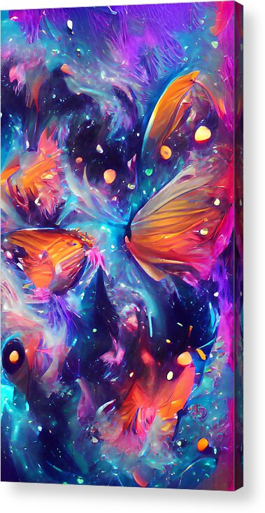  Acrylic Print featuring the digital art Butterfly Swirls by Vennie Kocsis