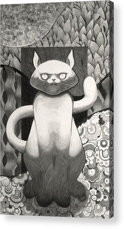 Art Acrylic Print featuring the drawing Cat Stare by Myron Belfast