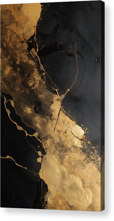 Black And Gold Art Acrylic Print featuring the painting Dance of Contrasts - Black Art by Lourry Legarde