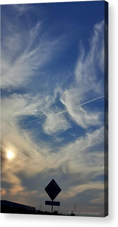 Diamond Shapes Clouds Sky Skies Shooting Star Sunset Sunrise Landscape Photography Acrylic Print featuring the photograph Diamonds by Charmaine Lundy