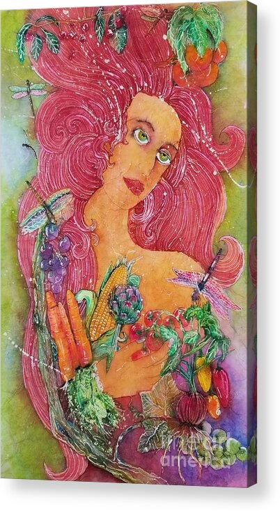 Vegetables Acrylic Print featuring the painting Garden Goddess of the Vegetables by Carol Losinski Naylor