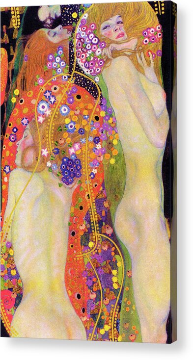Aestheticism Acrylic Print featuring the painting Gustav Klimt, Art Nouveau Women by Tony Rubino
