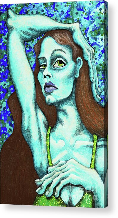 Portrait Acrylic Print featuring the painting Lady Misery by Amy E Fraser