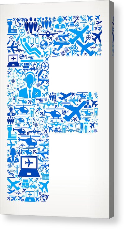Taking Off Acrylic Print featuring the drawing Letter F Aviation and Air Planes Vector Graphic by Bubaone