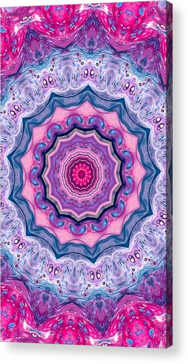 Mandala Acrylic Print featuring the digital art Mandala Abstract Art Pink and Blue by Matthias Hauser