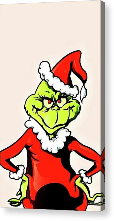 Mr. Grinch Acrylic Print featuring the painting Merry Grinchmas Mr. Grinch by Teresa Trotter