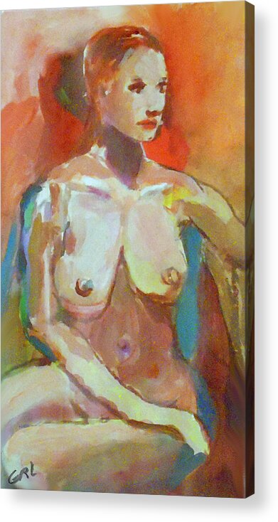 Female Acrylic Print featuring the painting Original Fine Art Paintings Female Contemporary Nude Nov20b by G Linsenmayer