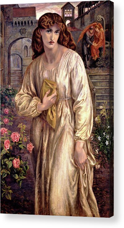 Salutation Of Beatrice Acrylic Print featuring the painting Salutation of Beatrice - Digital Remastered Edition by Dante Gabriel Rossetti