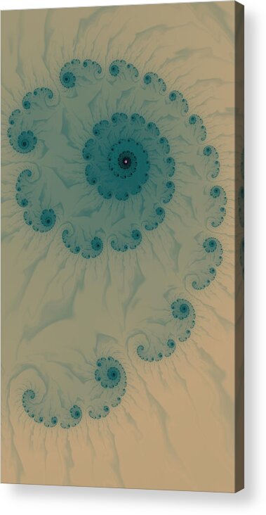 Fractal Acrylic Print featuring the digital art Soft Teal Fractal Spiral Abstract by Shelli Fitzpatrick