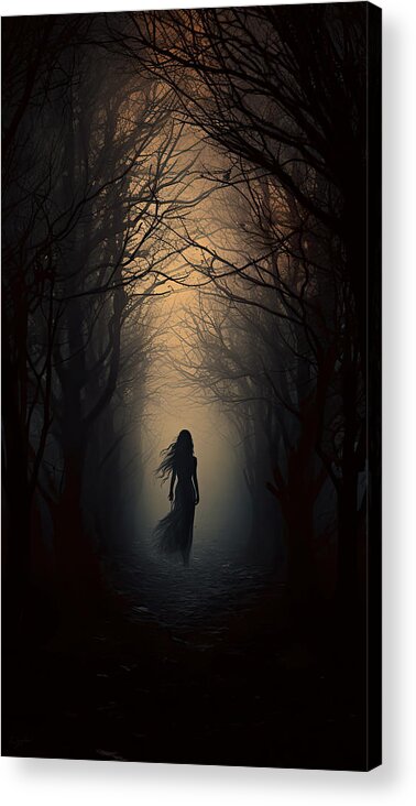 Dark Art Acrylic Print featuring the painting The Dark Witch - Weaver of Nightmares by Lourry Legarde