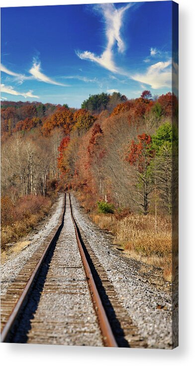 Railroad Acrylic Print featuring the photograph Walking The Tracks by Scott Burd