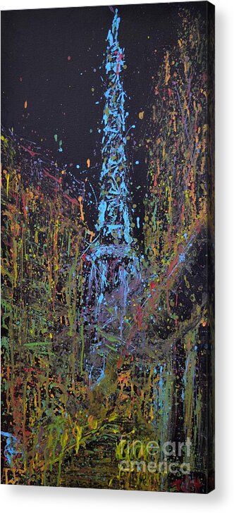 Eiffel Tower Acrylic Print featuring the painting A Night in Paris by Laura Toth
