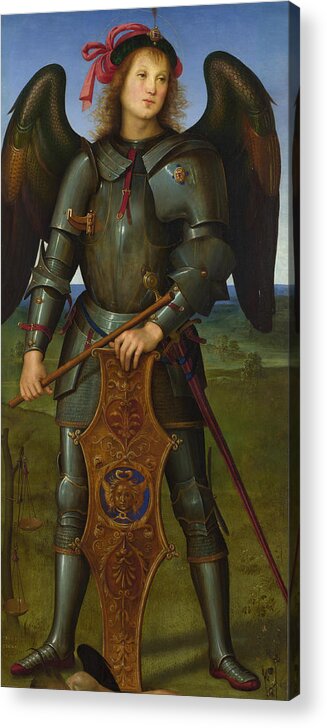 Angel Acrylic Print featuring the painting Archangel Michael by Pietro Perugino