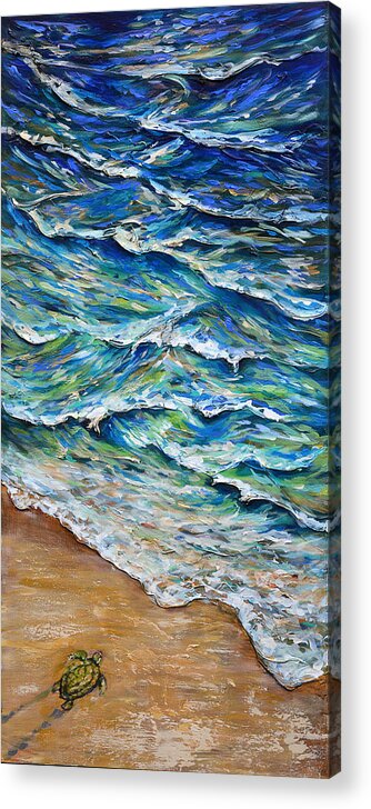 Tide Acrylic Print featuring the painting Dash to the Tide by Linda Olsen