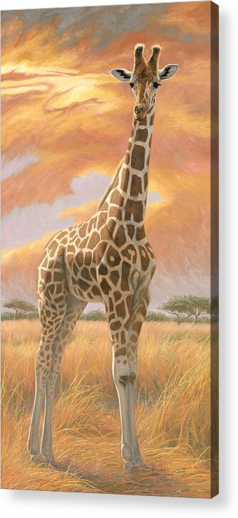 Giraffe Acrylic Print featuring the painting Mother Giraffe by Lucie Bilodeau