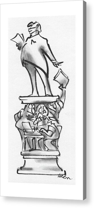 77312 Llo Lee Lorenz (statue Of Politician Giving Speech Acrylic Print featuring the drawing New Yorker July 19th, 1976 by Lee Lorenz