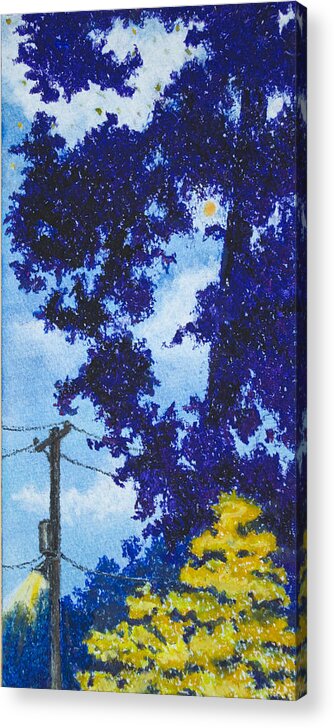 Trees Acrylic Print featuring the mixed media Power Lines at Night by Michele Fritz
