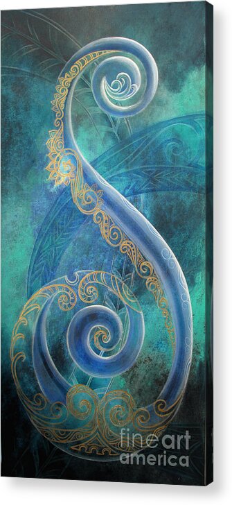 Reina Acrylic Print featuring the painting Regal Koru by Reina Cottier by Reina Cottier