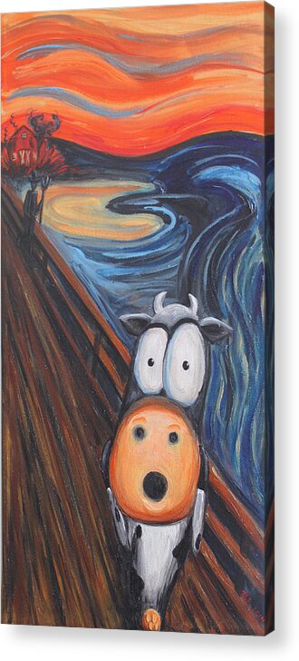 Cow Acrylic Print featuring the painting The MOOoooo by Jennifer Alvarez