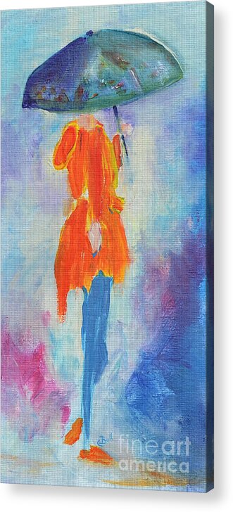 Umbrella Acrylic Print featuring the painting Waiting by Claire Bull