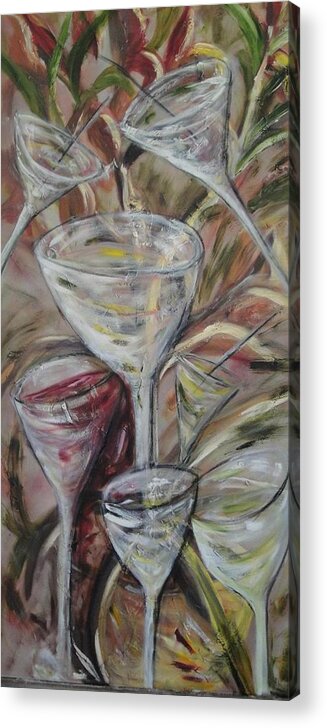 Wine Acrylic Print featuring the painting The wineToast by Chuck Gebhardt