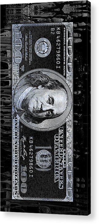 Money Acrylic Print featuring the digital art Drippin Bens #1 by Canvas Cultures
