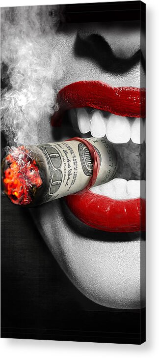 Money Acrylic Print featuring the digital art Money to Burn #1 by Canvas Cultures
