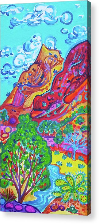 Taos Acrylic Print featuring the painting Taos Gorge Peak by Rachel Houseman