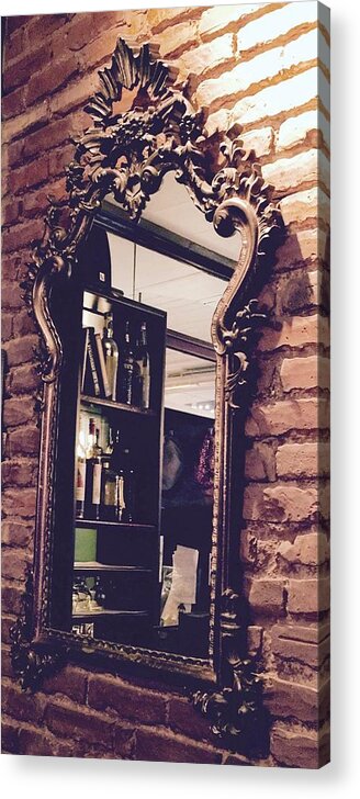 Pisticci Acrylic Print featuring the photograph Another Lovely Baroque Italian Mirror, Pisticci Ristorante in NYC by Kenlynn Schroeder