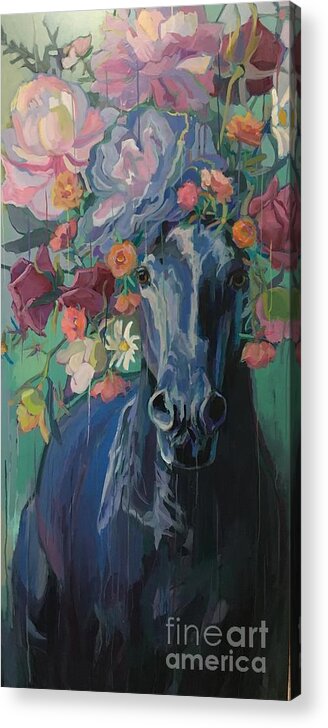 Fresian Acrylic Print featuring the painting Black Rose by Kimberly Santini