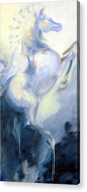 Horse Acrylic Print featuring the painting Blue Circus Pony 1 by Dina Dargo