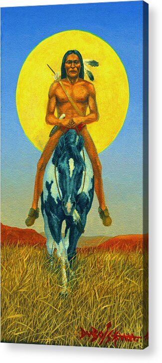 Comance Brave Acrylic Print featuring the painting Comance Moon by Howard Dubois