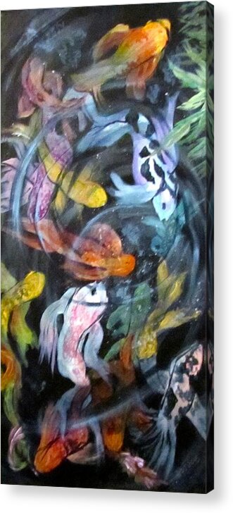 Koi Acrylic Print featuring the painting Dancing Koi by Barbara O'Toole