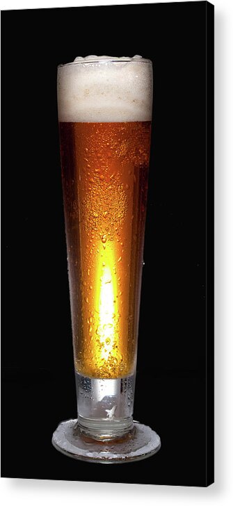 Still Live Acrylic Print featuring the digital art Glass of Cold Beer by Gary De Capua