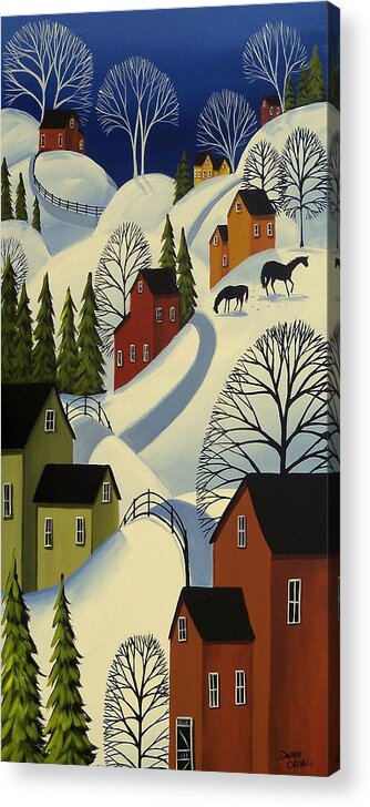 Winter Acrylic Print featuring the painting Hills Of Winter - snow landscape by Debbie Criswell