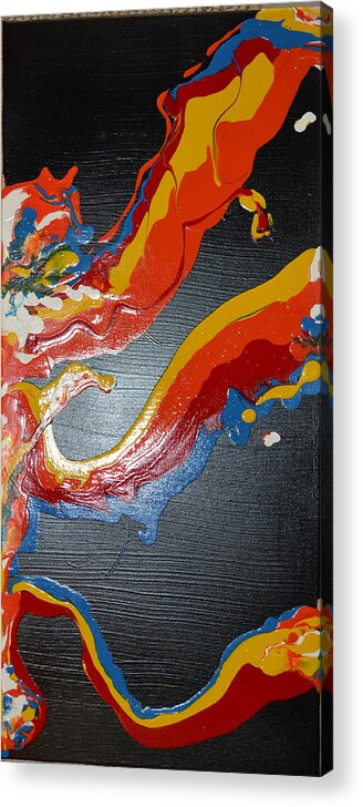 This Is An Acrylic Painting Using The Flow Technique. Each Color Is Mixed With A Medium So It Can Be Poured Onto A Canvas. The Canvas Is Tilted To Move The Colors Inn Different Patterns. Acrylic Print featuring the painting Lava Flow by Martin Schmidt