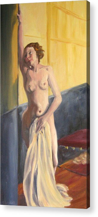 Nude Acrylic Print featuring the painting Like a Cello by Connie Schaertl